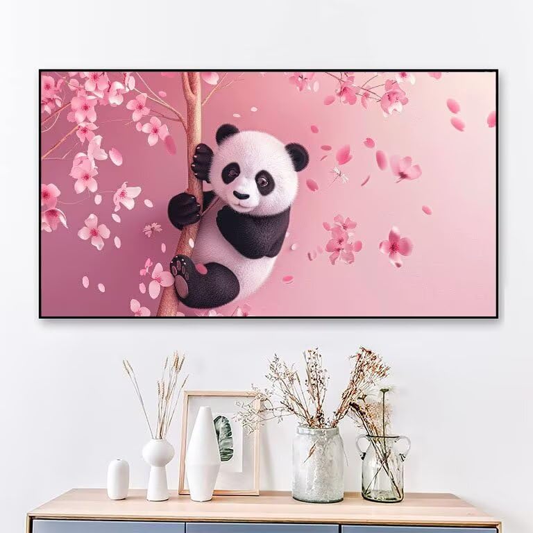 Diamond painting panda broderie diamant kit complet fleur deco maison 40x80
