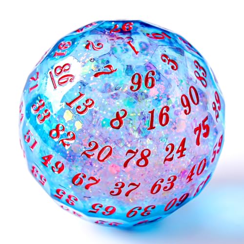 Liquid core D100 Dice Single 100 Sided 50mm DND dice D100 Dice for Dungeons and Dragons Polyhedral Role Playing GameWarhammer 40K Sci-Fi War or Crime Theme Tabletop Games