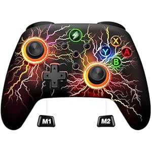 Wireless Switch Pro Controller for Nintendo Switch Controller/Lite/OLED, Cool RGB Wired PC Game Joysticks-Wireless iOS/Android Remote with LED Light/Programmable Nintendo Switch Accessories