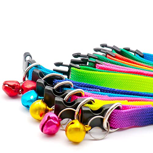 Image of KsPups Rainbow Dog Cat Bell Collar I Adjustable Outdoor Comfortable I Pet Collars for Small Dogs Puppies Pets Collars I Pack of-1 (Rainbow Print Collar)