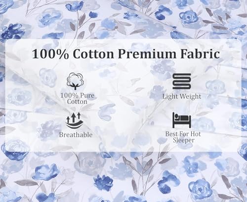 RUVANTI 100% Cotton Twin XL Sheet Sets, 3 Pieces, Soft & Breathable Percale Weave Bedding, Deep Pocket 16", Hotel Standard, Crisp Cool Feel, Durable, Perfect Size Floral Sheets, Monotones