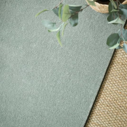 Decoweb Tapis Doux - Hypnose Vert Sauge - Galon Vert Olive - 200 x 290 cm