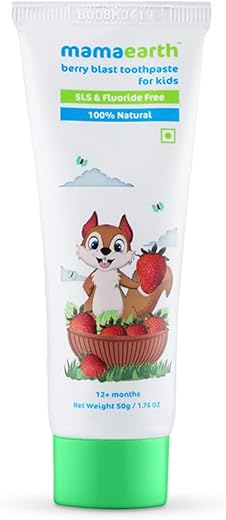 Mamaearth 100% Natural Berry Blast Kids Toothpaste, Oral Care, 50 Gm, Fluoride Free, Sls Free, No Artificial Flavours, Best For Baby