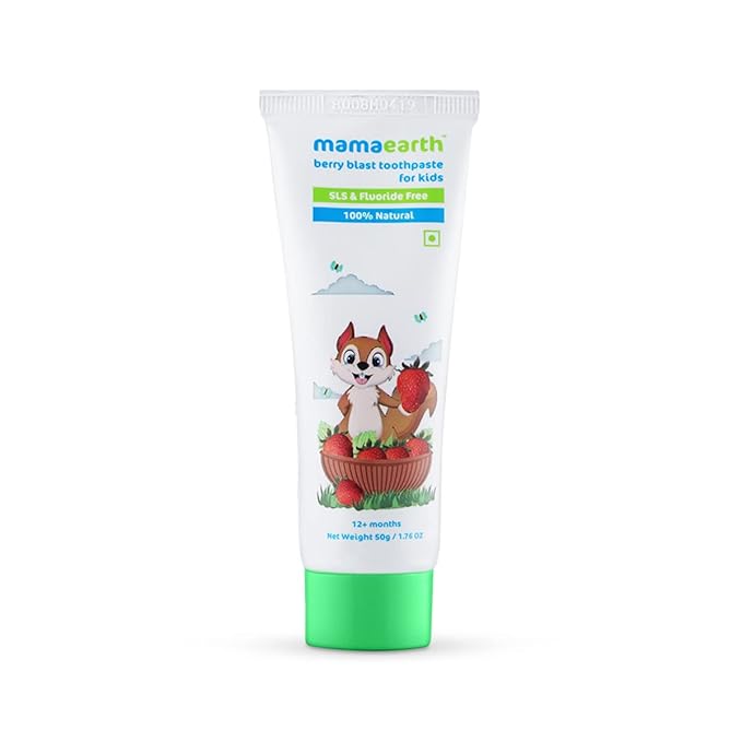 Mamaearth 100% Natural Berry Blast Kids Toothpaste, Oral Care, 50 Gm, Fluoride Free, Sls Free, No Artificial Flavours, Best For Baby at Rs. 85