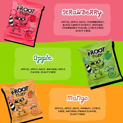 The FROOT Thief Real Fruit Snack Whips, Apple, Nut Free, Perfect for School Lunches and Snacks, Individual Bags Kids Snacks, 5 Pack - image 4
