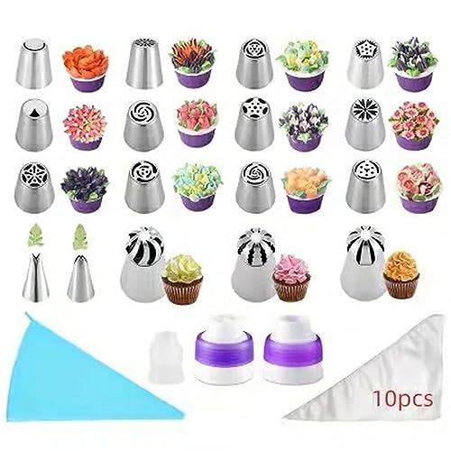 5 beccucci rotondi grandi per decorare torte, in acciaio inox, beccucci