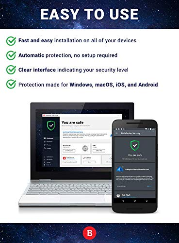 Image of Bitdefender Total Security - Complete Antivirus and Internet Security Suite - 5 Devices | 2 year Subscription | PC /Mac | Activation Code by Mail