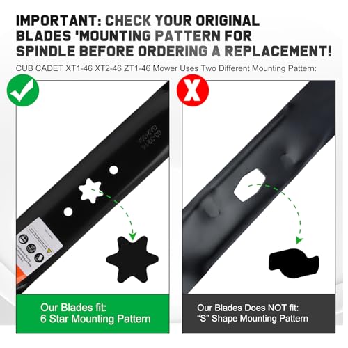 Image of Grasscool 942-04290 46 inch Deck Mower Mulching Blades Replacement 6 Star for Cub Cadet Enduro XT1 XT2 LT46 LTX1046 LTX1045 46'' Zero Turn Lawn Tractor 942-04290-X 942-04244
