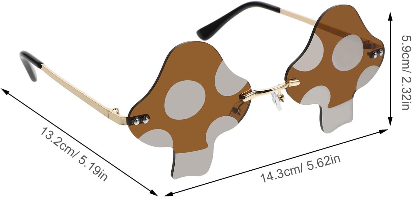 2pcs Retro Mushroom Shaped Sunglasses Lightweight Comfort Frameless Irregular Style UV Protection Unisex Eyewear for Music Festivals and Rave Parties