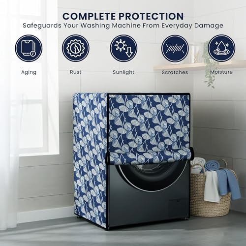 Image of Robustt Front Load Fully Automatic Washing Machine Cover for 6 kg, 6.5 kg, 7kg & 7.5 kg (Printed) | Waterproof & Dustproof Polyester Fabric with Zipper | Protection Cover | 59 x 59 x 86 cms