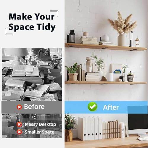 6-Pack Heavy Duty 12-Inch Black Shelf Brackets, L Shelf Bracket 12 Inch for Floating Shelves, 1/5-Inch Thick - Image 3