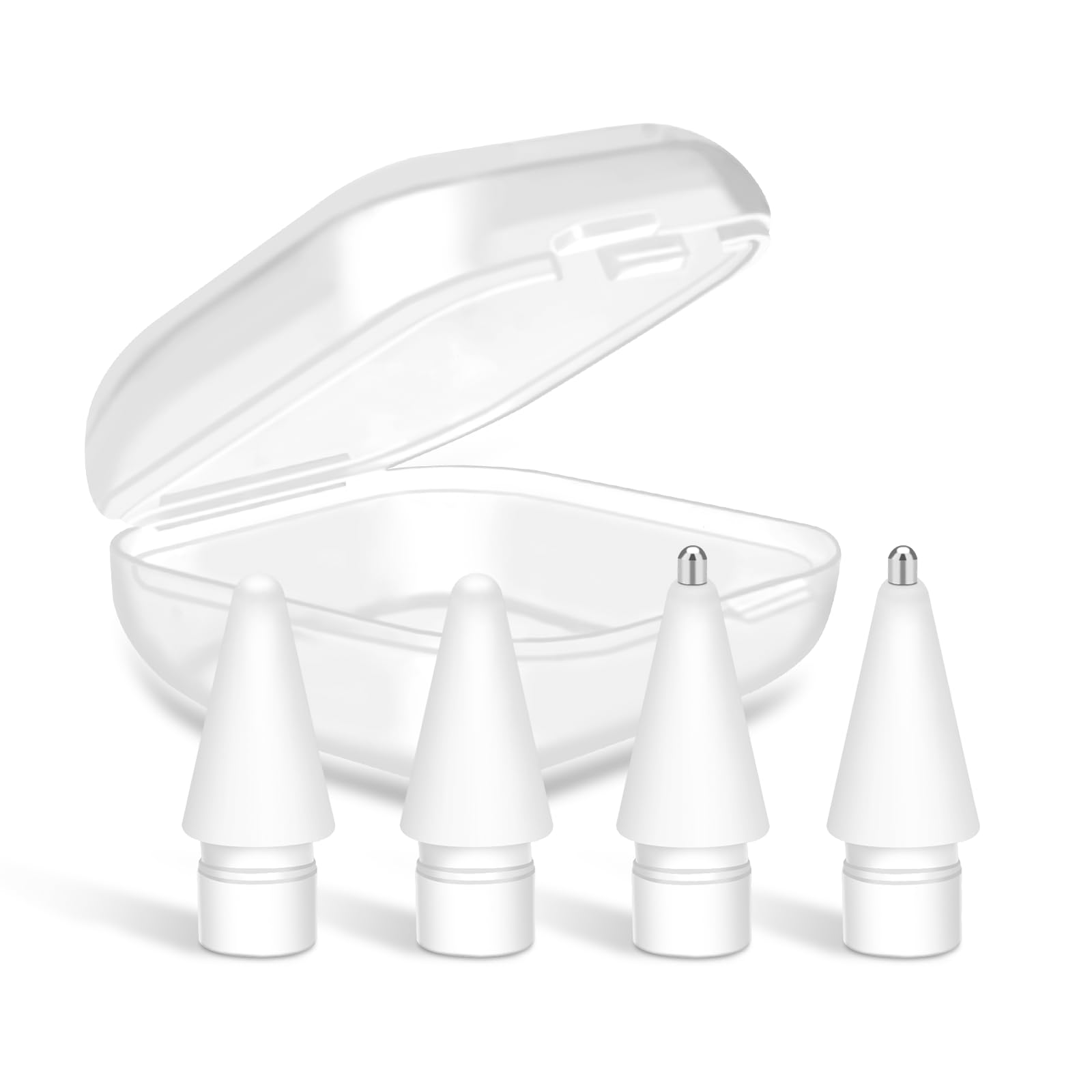HAUXGOGO Punta per Apple Pencil 1a/2a Generazione [4 pezzi], Accessori di Ricambio per la Punta Della Penna iPencil, Alta Sensibilità Punte,2 diverse lunghezze del Pennino