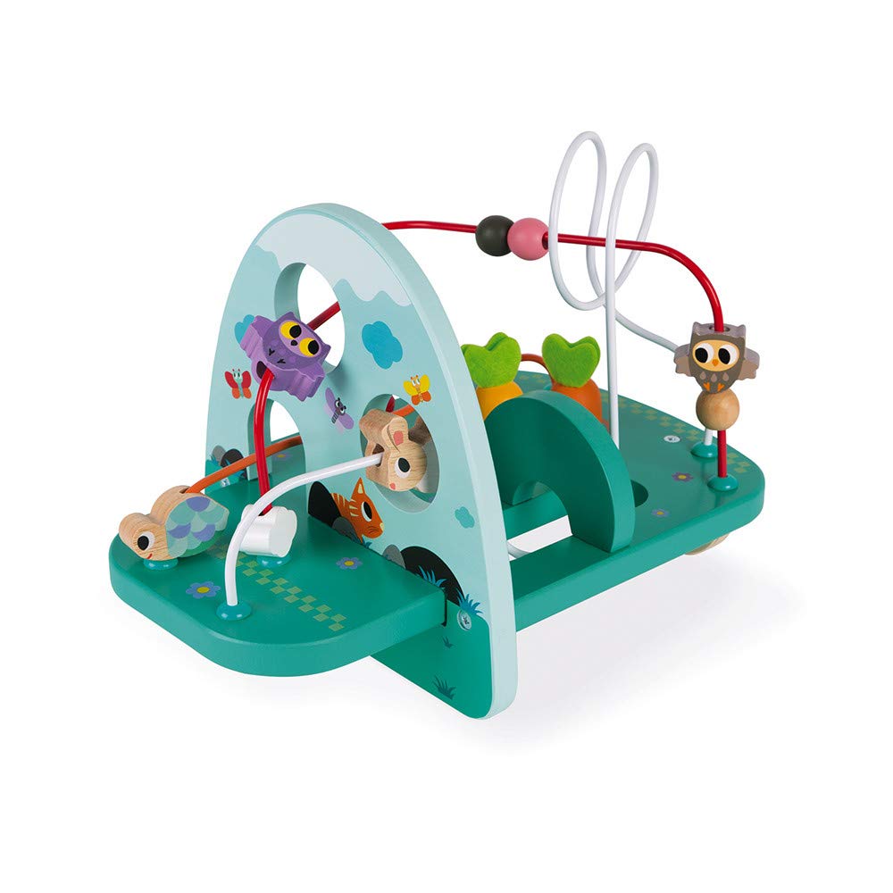 Janod - J08254 - Looping de Madera Multicolor con Conejo y Cía., Juguete de manipulación y Habilidades motrices para niños a Partir de 18 Meses