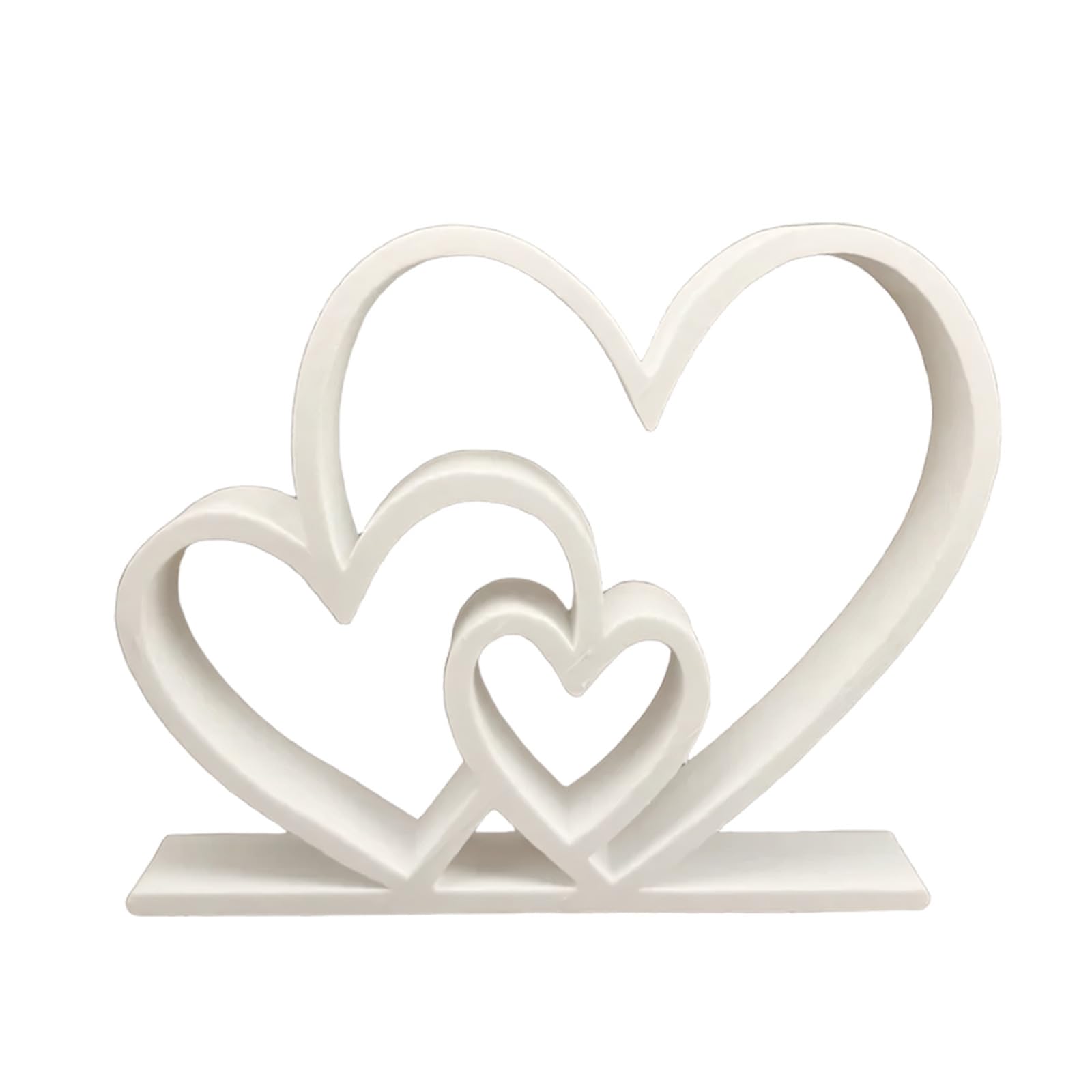 MINGLEA Valentines Day Decorations Heart Sculpture Centerpieces Printed Heart Figurines Love Statue Desktop Decors for Home