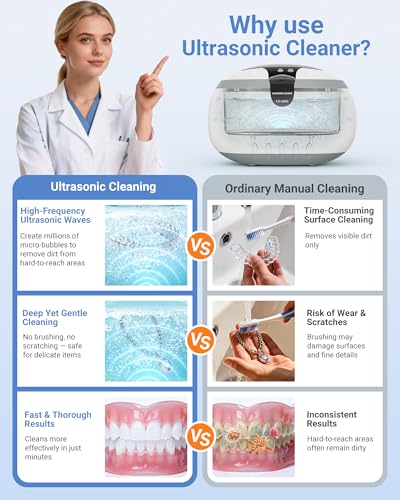 VLOXO Ultraschallreinigungsgerät 600ml – 42kHz Ultraschallreiniger Ultraschallbad...