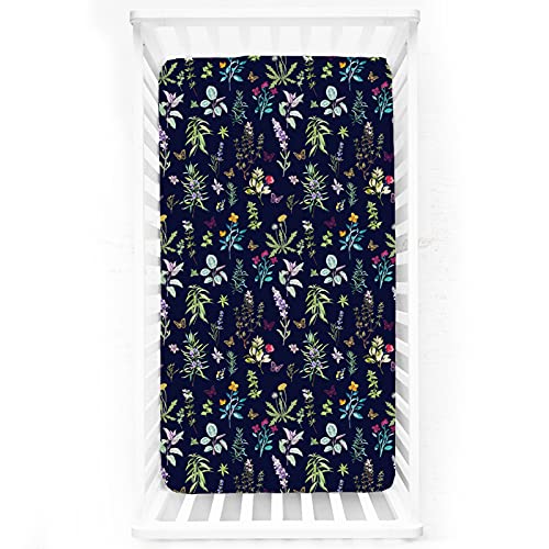 Image of Crib Sheets HNHUAMING Neutral Baby Crib Fitted Sheets, Ultra Soft & Breathable 52 X 28 inch Crib Sheet Snug Fits for Standard Crib Mattress, Wildflower Leaves