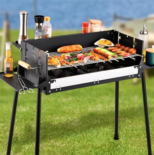 Przenośny grill na węgiel drzewny – grill na świeżym powietrzu na imprezy w ogrodzie, pikniki i kemping – łatwy w użyciu sprzęt do grillowania w dowolnym miejscu