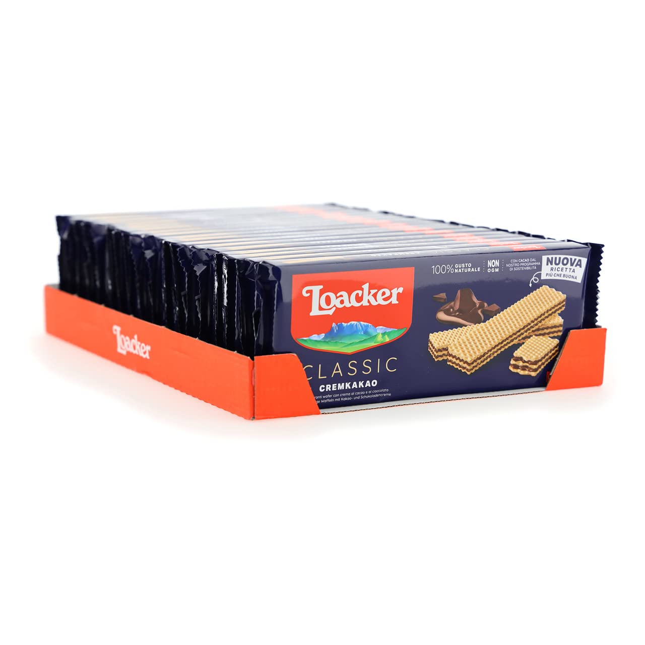 Loacker - Classic Cremkakao - Wafer Classico con 3 Strati di Cialde Farcite con Crema al Cacao e Cioccolato - Merenda e Snack - Formato Famiglia con 18 Confezioni da 22 Wafer