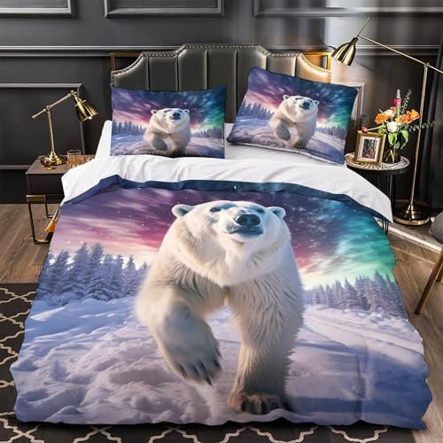 Housse de couette ours polaire parure de lit imprimé 3D 200x200