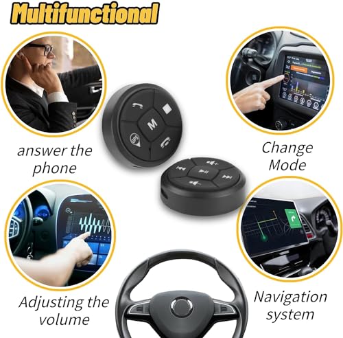 Image of Bluetooth Steering Wheel Control, Button Controller, USB Charging Car Multi-Function Steering Wheel Button Switch Control for Volume GPS Navigation Control