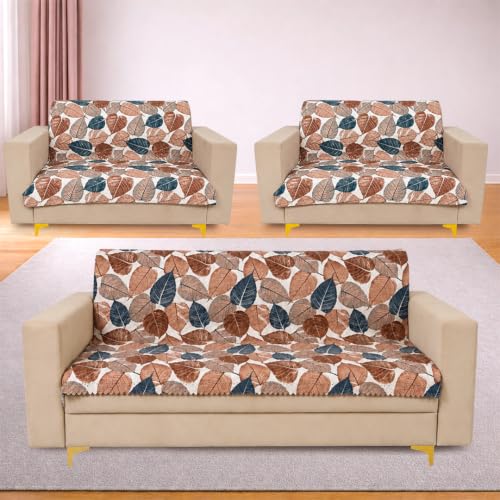 Image of Homerz Premium Printed Quilted Velvet Sofa Slip Cover Protector, Sofa Mat, Exact Size, Antislip Cover (Folia, 7 (3+2+2) Seater, Full)