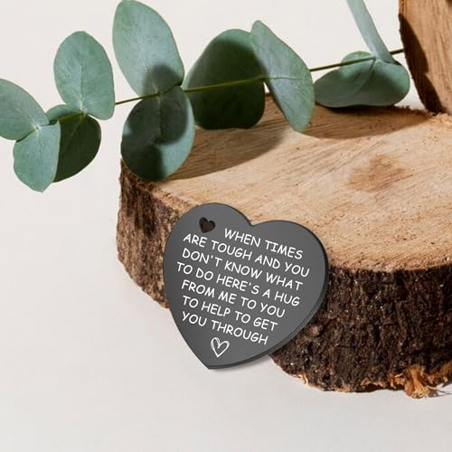 Black Stainless Steel Double-Sided Heart Shaped Token with Leather Bag Long Distance Relationship Valentine's Gift for Couples Boyfriend Girlfriend3