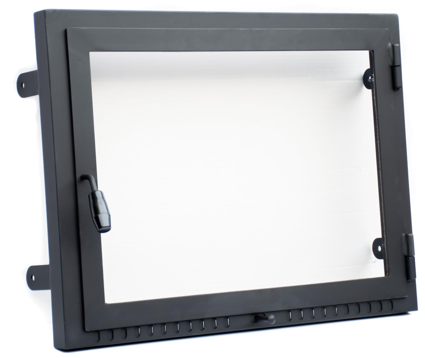 Kamintur 75x52 cm Pizzaofentür | Ofentür mit Hitzebeständiges Glass | Stahltür Ohne Flansch | Scharniere Rechts | Backofentür 750 x 520 mm