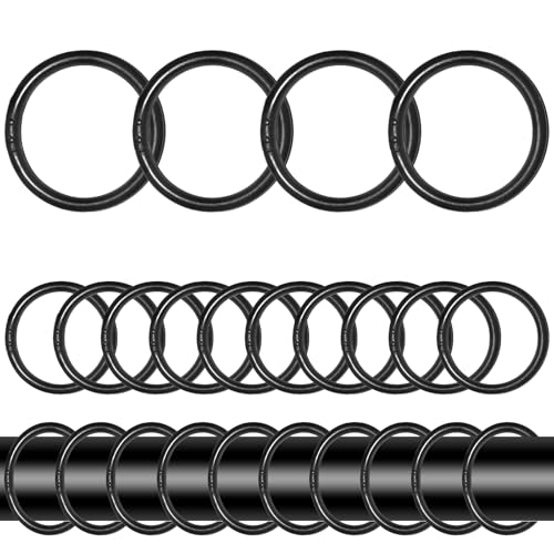 Lot de 24 anneaux de rideau de douche, noirs, anneaux de suspension pour rideaux de douche et rideaux de douche