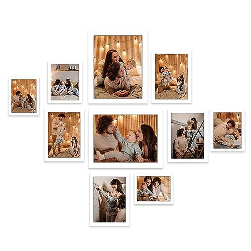 Image of Art Street Large Collage Wall Photo Frame Individual Picture Frame Set For Living Room, Decorative Wall Hanging Home Decor - Set Of 10 (4x6, 5x7, 6x8, 8x10 Inch, White)