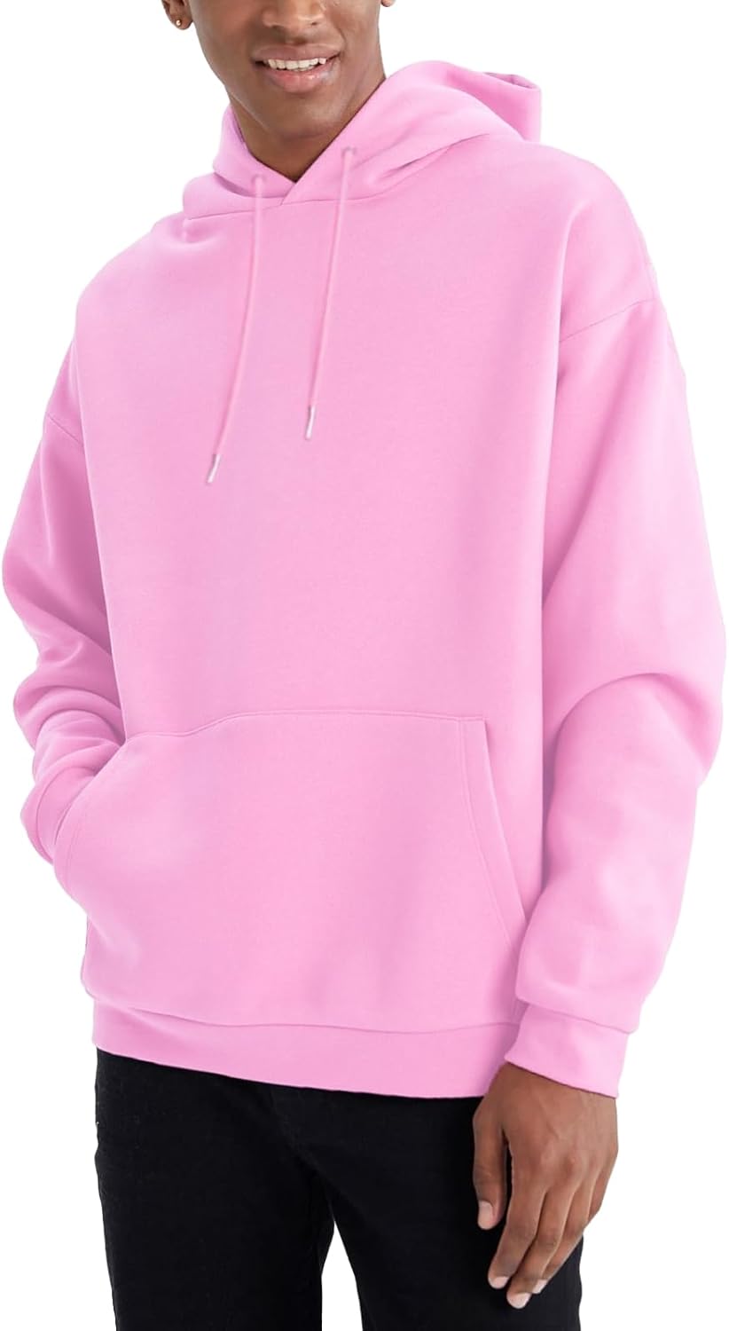 Men's Hoodies Fleece Lined Midweight Solid Pullover Sweatshirt with Kangaroo Pocket(M-3XL) - Image 4