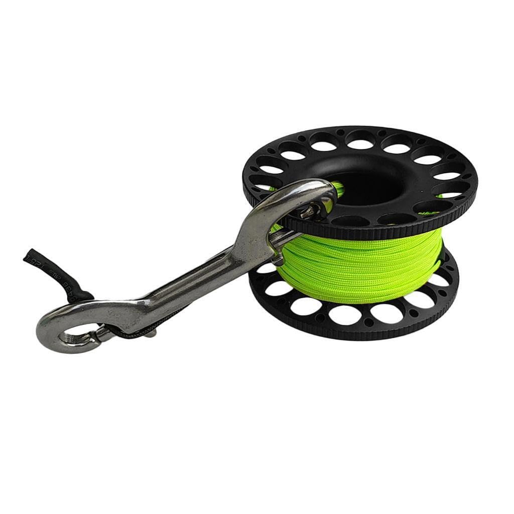 KIXZSAZ Sleek Aluminum Alloy Cave Scuba Diving Finger Spool Guide Line Reel 30m Snap Bolt, Black