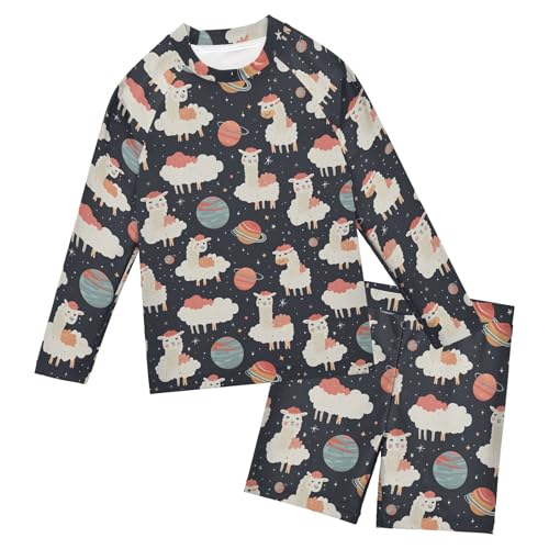 Cute Alpaca Baby Boys' Toddler Long Sleeved Rashguard Swim Bathing Suit Set B0404036