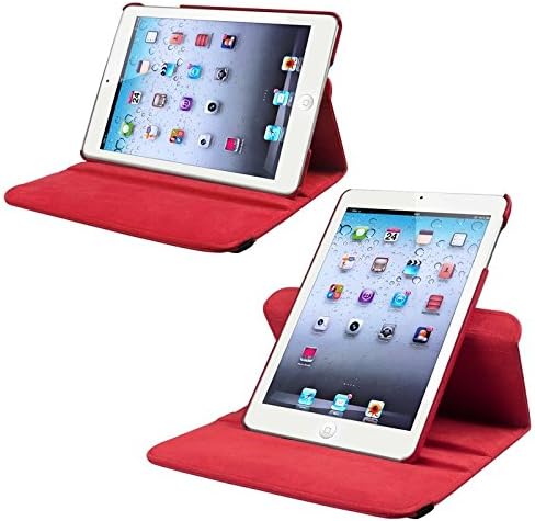 Insten 360-Degree Swivel Leather Case for Apple iPad mini, Red (PAPPIPDMLC20)