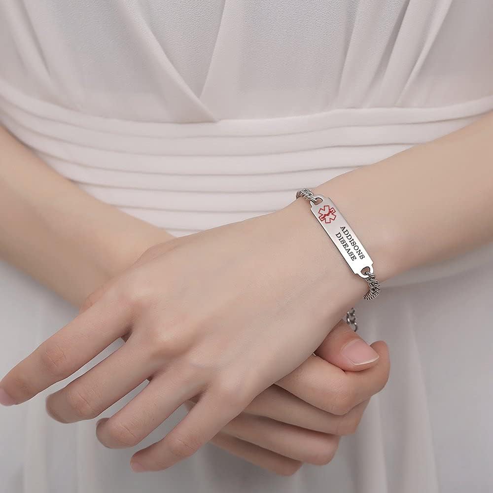 Medical Alert Pacemaker Stainless Steel Medical ID Pacemaker Medical Alert Bracelet For Women ...