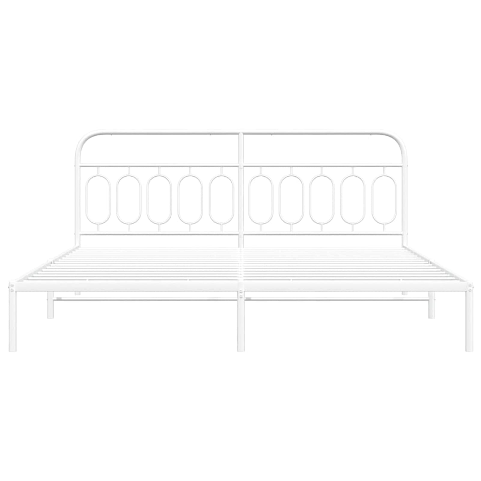 WGYHOME Rama łóżka z zagłówkiem, 200 x 200 cm, biała, stal – wytrzymałe łóżko metalowe dla dorosłych, w zestawie stelaż i środkowe nóżki