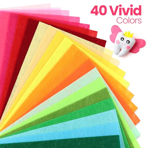 Image of Reginary 120 Pcs 16 x 16 Inch Felt Sheets Bulk for Craft 40 Assorted Color Felt Fabric Squares Stiff Paper for Back to School Fall Festival Holiday DIY Craft Sewing Patchwork (Classic)