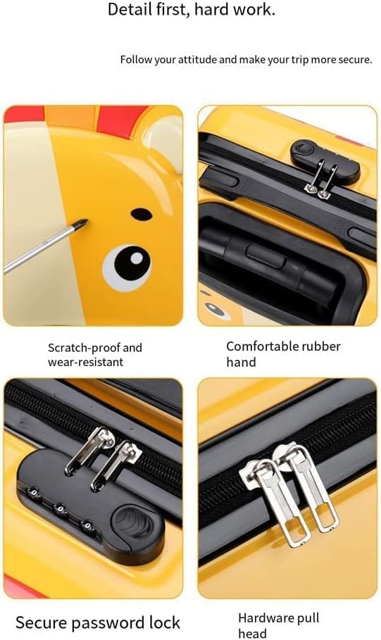 Image of Shamax Kids Luggage Hard Shell Trolley Bag with Spinner Wheels | Lightweight Suitcase for Girls Travel & School Trips Cabin Luggage, 360 Wheels & Adjustable Handle (Kid /Luggage /Lion)