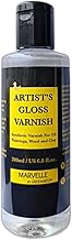 MARVELLE 200ml Artist's Gloss Varnish (Resin Based) for Oil Painting Wood Clay Artwork Protection Quick Drying Non Yellowing (200ml Gloss Varnish)