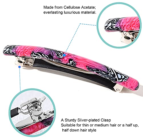 Fsmiling Small Hair Barrettes For Women Fine Hair,Colored Skinny Barrette Clips For Thin Hair,Cellulose Acetate Small Hair Clips Automatic Clasp,4 Color Available (4 Packs) #TOP3