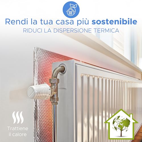 SURUS EQUIPMENT Wärmereflektierende Paneele zur Reduzierung des Wärmeverlusts im Haus, 3 Bögen à 120 x 60 cm und 18 x 3M-Klebepads zur Wandmontage