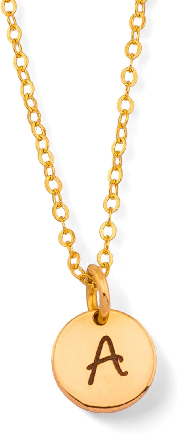 HotMixCold Custom Initial Monogram Tiny Initial Charm Necklace, Simple daily Jewelry, Gift for Her 5/16-inch