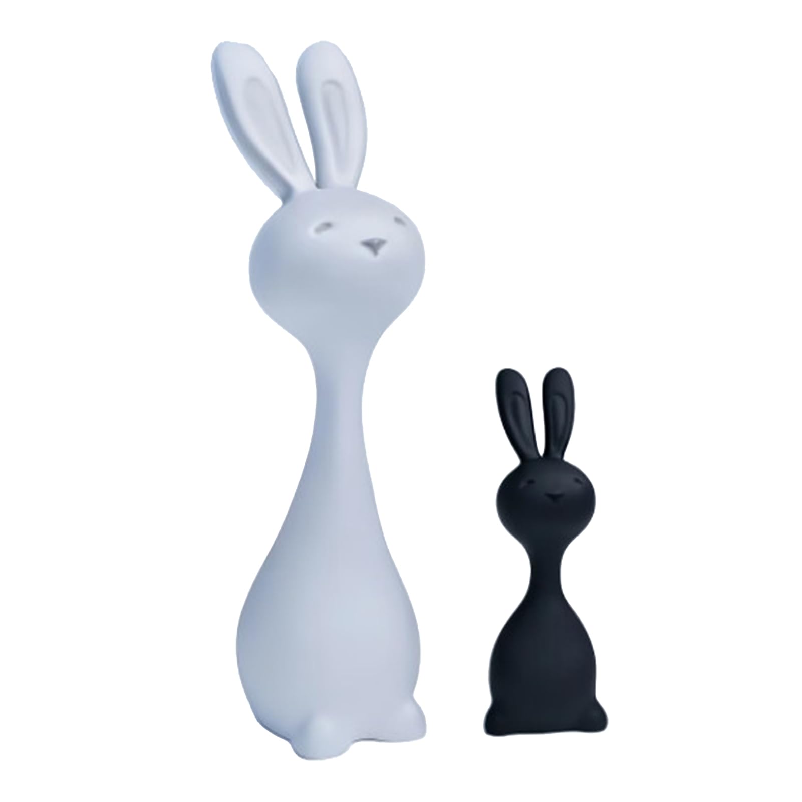 Glifora 1 Pair 3D Printed Abstract Bunny Figurine - Minimalist Black and White Rabbit Statue, Animal Sculpture Living Room and Bedroom Decoration