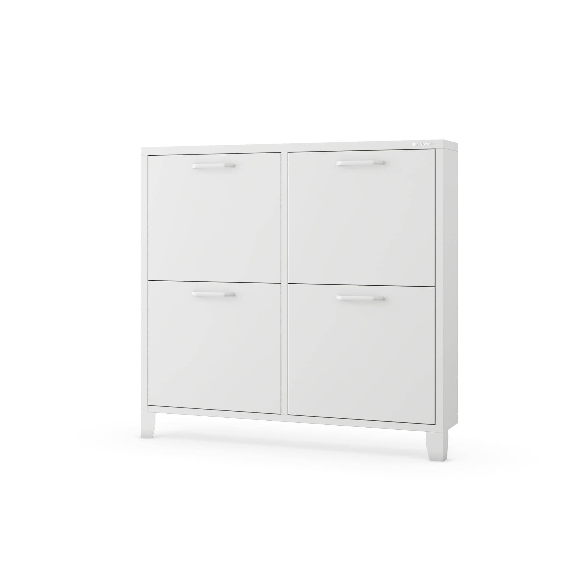 JAN NOWAK Wąska Metalowa Szafka Na Buty SHIRLEY | Na Nóżkach 4 Komory Pojemna Stabilna Nowoczesna Loftowa Minimalistyczna | 960 x 900 x 170 mm (Biały)