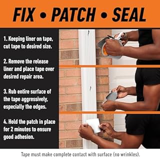 Gorilla Waterproof Patch & Seal Tape, White Tape, 4" x 10' (Pack of 1) - Permanent Weather Resistant Seal for Leaks and Repairs