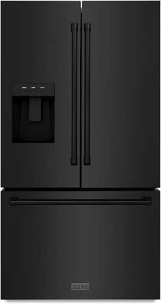 ZLINE 36 in. 28.9 cu. ft. Standard-Depth French Door Refrigerator with External Water Dispenser and Dual Ice Makers, Black Stainless Steel