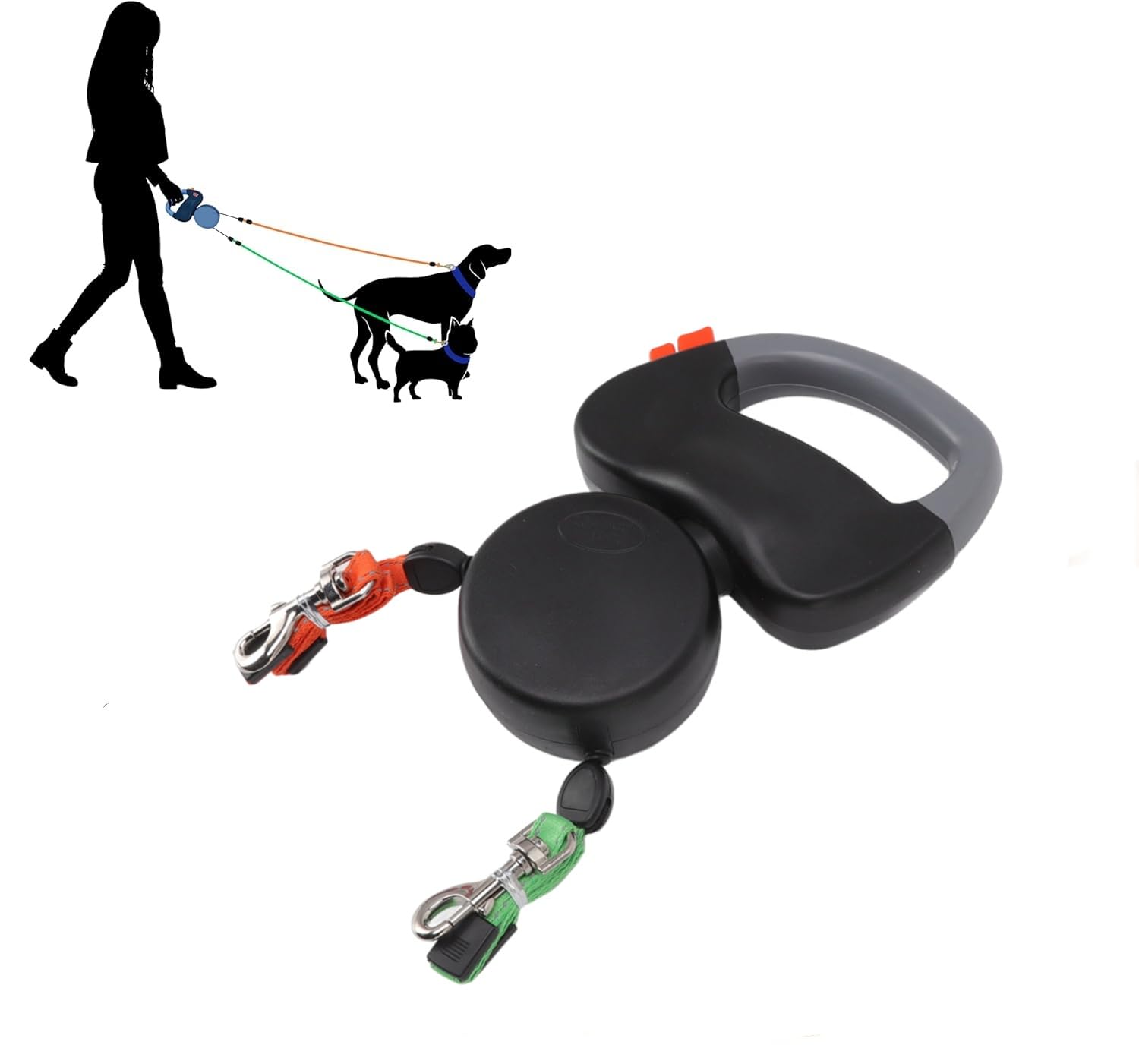 Correa Retráctil Doble Para Perros Que Caminan, Correa Doble Retráctil Para Mascotas, Cuerda De Cuerda De Cuerda Automática Para Caminar Para Perros Extra Pequeños, Gatos, Animales Pequeños (Negro)