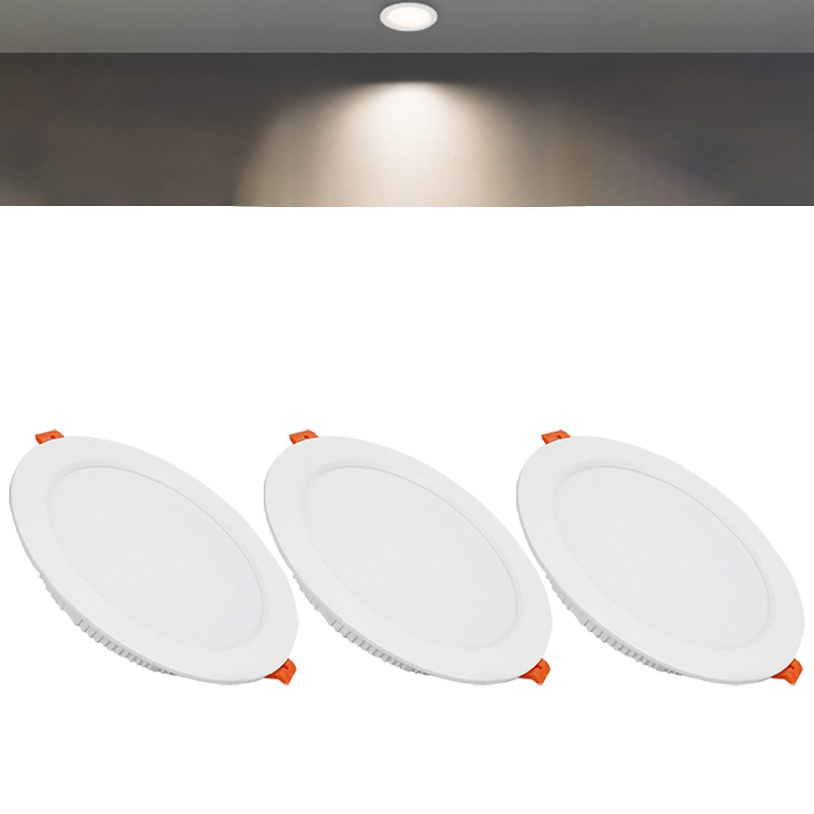 TTiiLoe 21W Round LED Recessed Ceiling Spotlights, 4000K Neutral White Ultra Slim Panel Ceiling Light, Cut Φ160-170mm, AC110-240V Downlights for Hallway Stairwell Showroom, 3 Pack