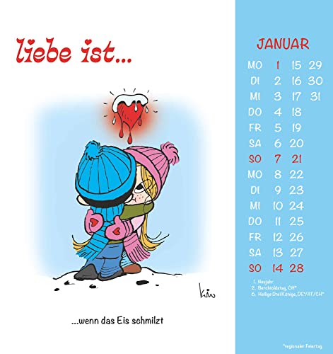 liebe ist... 2024 - Postcard Calendar - Calendar with Postcards - for Routing - 16 x 17 cm, Yellow, Klein - Image 2