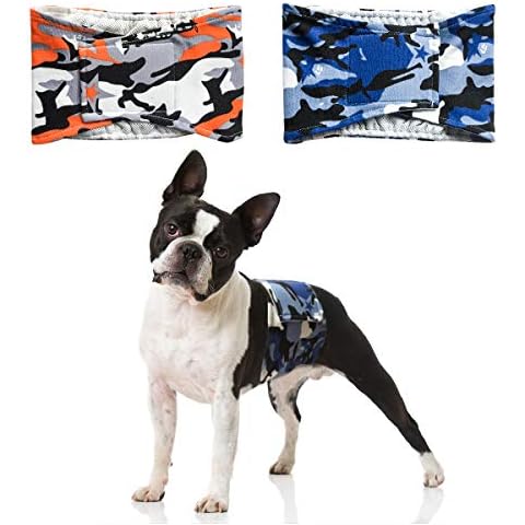 PETLESO Dog Belly Band Washable Male Dog Nappies 2 Pack Reusable Diapers for Small Medium Dogs-M Cover