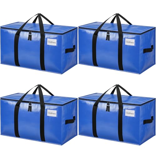 Image of BAGAIL Heavy Duty Moving Bags with Strong Handle, Extra Large Moving Boxes, Storage Tote for Clothes, College Moving Supplies(Blue, 4 Pack)